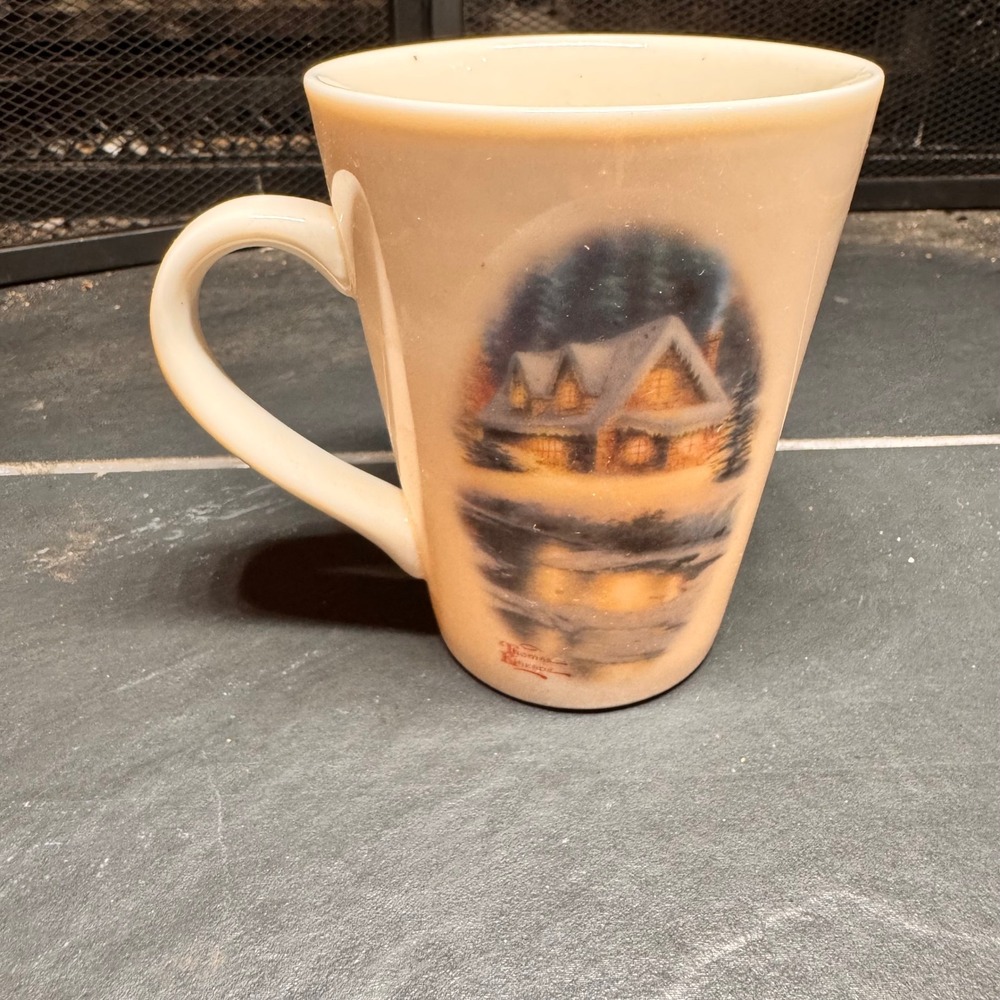 Vintage 90s Thomas Kinkade Painter of Light Deer Creek Cottage Mug 1995